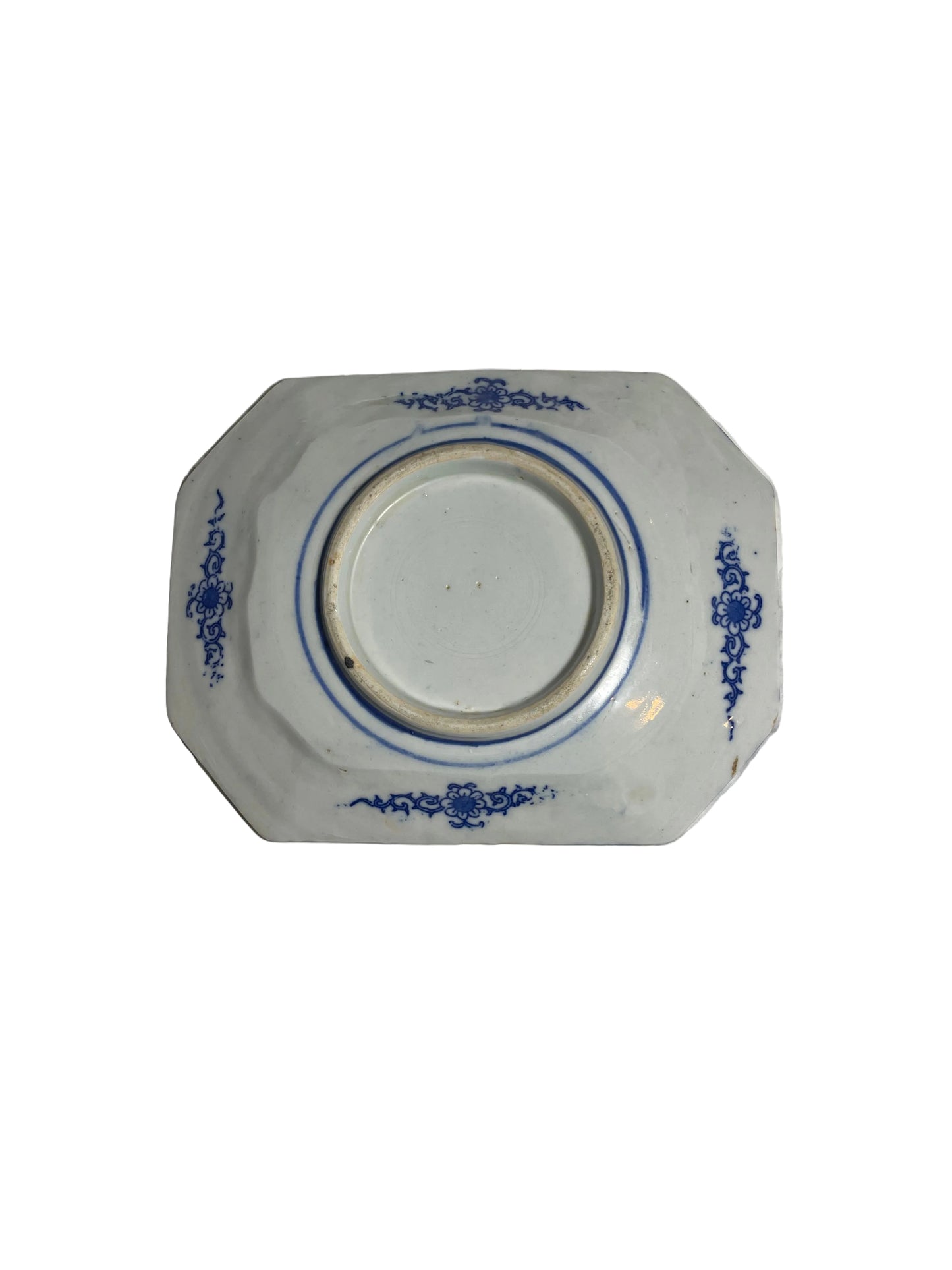 Antique Meiji Japanese Blue & White Inban Octagonal Porcelain Plate – Dragon & Plum Blossom Design -Dragon Chasing the Flaming Pearl- (c.1880–1900)
