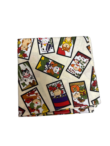 Japanese Cotton Furoshiki Wrapping Cloth – Cat Hanafuda Pattern