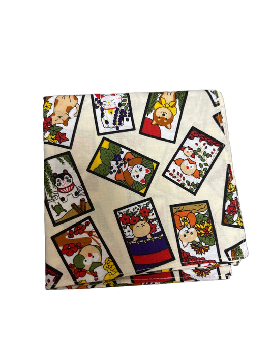 Japanese Cotton Furoshiki Wrapping Cloth – Cat Hanafuda Pattern