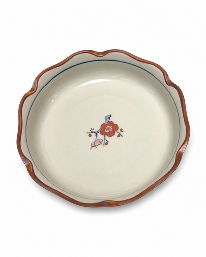 Japanese Arita Ware Small Dish – Floral Design with Scalloped Rim