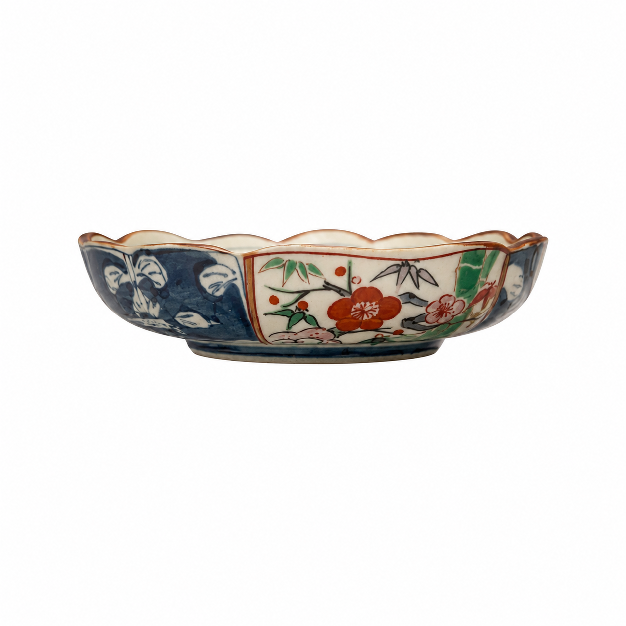 Japanese Arita Ware Small Dish – Floral Design with Scalloped Rim